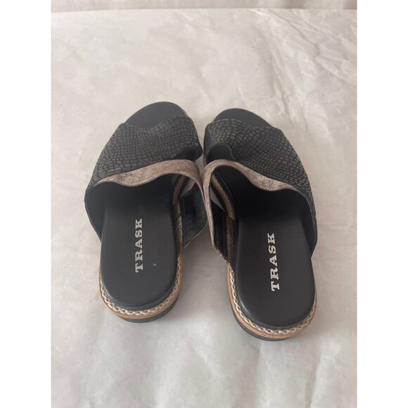 Trask Codi Crossover Leather Slip On Slide Black Silver Women’s Sandal Size 7 - Picture 3 of 6